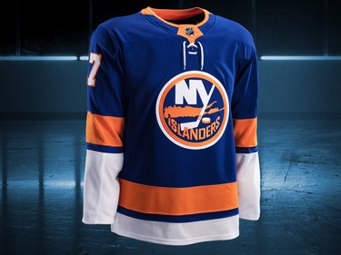 New York Islanders home jersey design by Adidas for the 2017-18 NHL season.