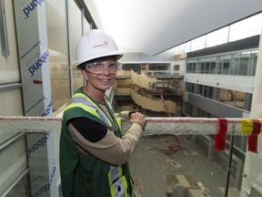 NorQuest College president Jodi Abbott in the new under-construction Singhmar Centre at Norquest College on June 6, 2017, in Edmonton.