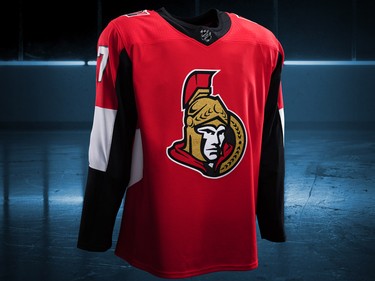 Ottawa Senators home jersey design by Adidas for the 2017-18 NHL season.