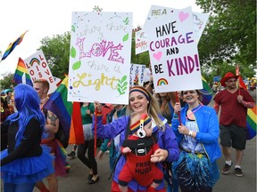 The colourful annual Pride Parade wound its way along Whyte Ave. to 104 St. in Edmonton, June 10, 2017.