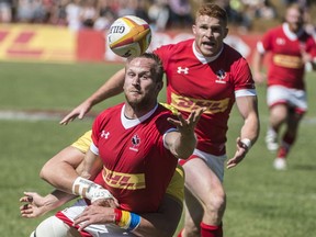 Matt Heaton of Canada is stripped of the ball back by Johannes Van Heerden of Romania. Rugby test match at the Ellerslie Rugby Park between Canadian national men's team and Romania for Mitch Goldenberg story on June 17 2017.  Photo by Shaughn Butts / Postmedia Photos off Canada-Romania rugby test match for Mitch Goldenberg story running in Sunday, June 18 edition.
Shaughn Butts, Postmedia