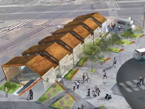 Preliminary designs for the new $5-million Belvedere transit station designed by the local architecture firm Dialog.