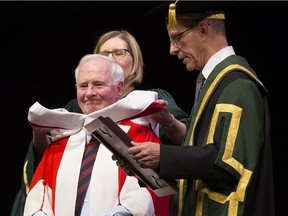 Gov. Gen. David Johnston receives an honorary degree Tuesday, June 6, 2017, at the University of Alberta.