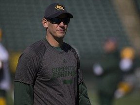 Head coach Jason Maas watches practice during the first day of training camp for the Eskimos on Sunday May 28, 2017, in Edmonton.   Greg  Southam / Postmedia Photos for stories running Monday, May 29 edition.
Greg Southam, Postmedia