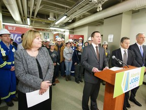 Alberta Economic Development Minister Deron Bilous, and Energy Minister Marg McQuaig-Boyd announce the projects which will receive incentives under a program to diversify the energy industry. Monday, Dec. 5, 2016