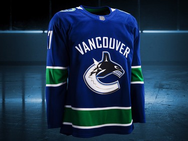 Vancouver Canucks home jersey design by Adidas for the 2017-18 NHL season.