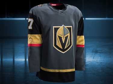 Vegas Golden Knights home jersey design by Adidas for the 2017-18 NHL season.