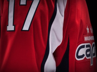 Washington Capitals home jersey design by Adidas for the 2017-18 NHL season.