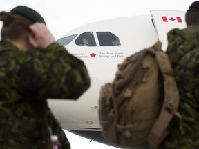 120 troops from 3rd Canadian Division ship out for the Ukraine as part of Operation Unifier, at the Edmonton International Airport Friday, March 3, 2017.