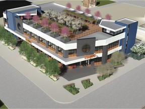 The city's subdivision and development appeal board heard arguments Wednesday from McCauley residents and businesses opposed to a plan to demolish and rebuild the 400-bed Herb Jamieson Centre into a $16-million structure which would include a rooftop garden, according to an artist's rendering released on Wednesday, July 26, 2017.