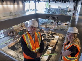 David Terry, vice-president and general manager of The Rec Room, with Sarah Van Lange, director of communications for Cineplex, at the new Rec Room location in West Edmonton Mall on Wednesday, July 5, 2017.