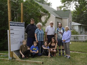 Robert Duncombe, Dellan Dennis, Roy Harper, Michael Frost, Kathleen Harper (standing left to right), Nikolas Robinson, Patrick Goa, Sasha Fleming, Monique Nutter (crouching left to right) are banding together with others to build a new style apartment building, which they hope will give them the convenience and social support of a seniors centre, but in a way that lets them stay in control of their own home and exposure to people of all generations.