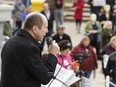 MP Kerry Diotte speaks at an anti-carbon tax rally held at the Alberta Legislature in Edmonton, Alberta on Saturday, November 5, 2016.