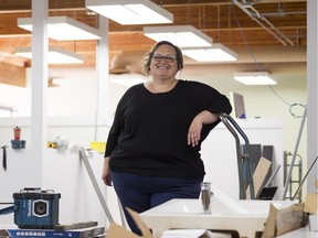 Kristy Harcourt, acting executive director of the Pride Centre of Edmonton, poses for a photo during a tour in Edmonton on Monday, July 31, 2017 of the centre's new building that is currently under construction.