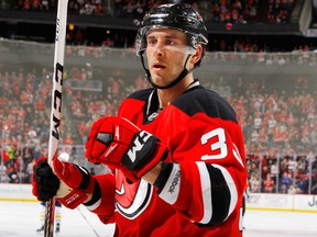 Defenceman Yohann Auvitu with the New Jersey Devils in November 2016.
