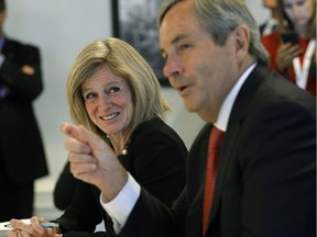 Alberta Premier Rachel Notley and David MacNaughton, Canada's Ambassador to the United States, in Edmonton on Tuesday, July 18, 2017.