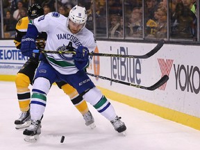 Ryan Stanton in action with Vancouver Canucks in 2015.