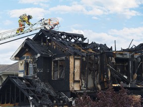 A suspicious fire destroyed a home in the southwest Edmonton community of Ambleside in the early hours on August 22, 2017.  Two people had to be rescued from the second floor by firefighters.