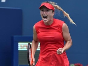 Ukraine&#039;s Elina Svitolina celebrates her win over Caroline Wozniacki of Denmark in the final of the Rogers Cup women&#039;s tennis tournament in Toronto on Sunday, August 13, 2017. THE CANADIAN PRESS/Frank Gunn