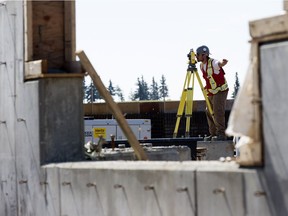 A crew works on the Gerry Wright Operations and Maintenance Facility as part of Valley Line LRT construction, near 75 Street and 51 Avenue, on Thursday Aug. 3, 2017.