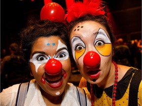 Neelam Chattoo, left, and Amy Chow from Life After Breath ham it up during the Edmonton Fringe Festival media launch at the Arts Barns in Edmonton on Wednesday, Aug. 9, 2017.