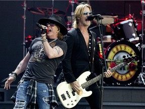 Axl Rose, Duff McKagan and Guns N' Roses perform at Commonwealth Stadium, in Edmonton on  Wednesday. Aug. 30, 2017.