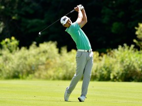 James Hahn of the United States plays his shot on the 13th hole during the third round of the RBC Canadian Open at Glen Abbey Golf Club on July 29, 2017 in Oakville, Canada.  (Photo by Minas Panagiotakis/Getty Images)