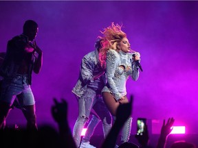 Lady Gaga performs during her "Joanne" world tour at Rogers Arena in Vancouver on on Aug. 1, 2017