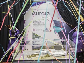 Employees at the  Telus World of Science  pulled back the curtains on the 3D model of $40 million expansion project called the Aurora Project on August 29, 2017. Construction on the planetarium is slated to begin in September in Edmonton.  Photo by Shaughn Butts / Postmedia For a Dustin Cook story running August 30, 2017.