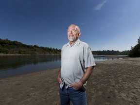 For the last two months, due to conditions created by the new LRT bridge, a massive and lovely beach has popped up on the banks of the North Saskatchewan river. It is one kilometer long and about 20-30 metres wide. Cloverdale resident Paul Bunner and others have been enjoying it for weeks now.