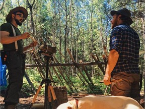 Matt Foreman, left, Bow Bamonte, right, and Rueben Chapman (not pictured) are the Edmonton-based stars of YouTube channel Bushcraft Heroes. The channel was named as the first-ever Canadian Creators on the Rise by the social media giant.