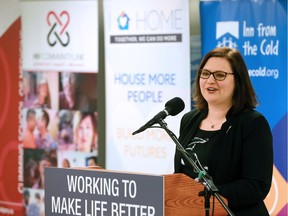 Alberta Associate Minister of Health Brandy Payne speaks at a funding announcement at CUPS  on Thursday June 8, 2017.