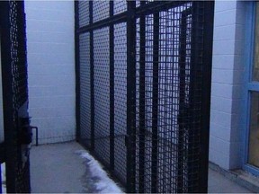 A file image of the small outdoor exercise cells that were used for inmates in the segregation unit at the Edmonton Institution. The cells were built around 2009-10 and were taken down in August 2017, following public pressure on the Correctional Service of Canada. The image was taken early in 2017. (Supplied by the Office of the Correctional Investigator)