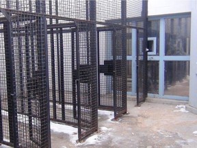 A file image of the small outdoor exercise cells that were used for inmates in the segregation unit at the Edmonton Institution. The cells were built around 2009-10 and were taken down in August 2017 following public pressure on the Correctional Service of Canada. The image was taken early in 2017.