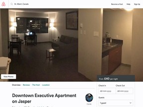 Screenshot of Derek Fildebrandt's Airbnb rental.