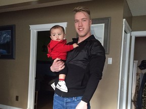 Tanner Krupa, 19, seen here with nephew Koen. Krupa was killed in a homicide in B.C.'s Lower Mainland over the weekend.