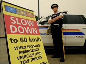 RCMP Insp. Steve Daley urges motorists to slow down when passing emergency workers and other roadside workers.