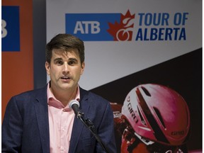 Scott Fisher, President and CEO of the ATB Tour of Alberta speaks during an ATB Tour of Alberta press conference on Tuesday August 1, 2017, in Edmonton.