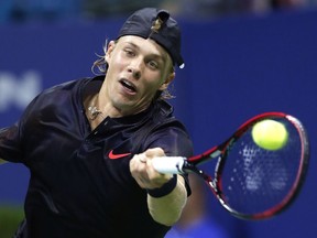 Denis Shapovalov

Denis Shapovalov, of Canada, reaches for a shot from Jo-Wilfried Tsonga, of France, at the U.S. Open tennis tournament in New York, Wednesday, Aug. 30, 2017. (AP Photo/Kathy Willens) ORG XMIT: NYKW129
Kathy Willens, AP