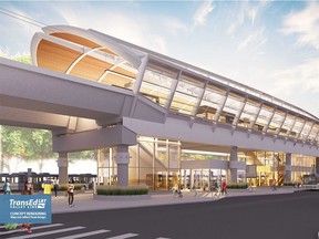 An artists' rendering of a station on the south-side Valley Line LRT being built to Mill Woods.