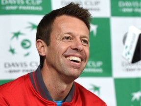 A media conference with the Davis Cup Canadian Team member, Daniel Nestor along with the rest of the team of Denis Shapovalov, Martin Laurendeau, team captain, Vasek Pospisil and Brayden Schnur at Northlands Coliseum in Edmonton, September 12, 2017.