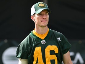 Edmonton Eskimos have added kicker Swayze Waters to the team, here during practice at Commonwealth Stadium in Edmonton, Sept. 25, 2017.