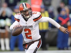 Cleveland Browns quarterback Johnny Manziel looks to pass against the Seattle Seahawks in the second half of an NFL football game in Seattle on Sunday, Dec. 20, 2015. Johnny Manziel has put the Hamilton Tiger-Cats on the clock.A league source said Wednesday night the former Heisman Trophy winner&#039;s representatives have requested the Ticats present their client with a contract offer. THE CANADIAN PRESS/AP, Scott Eklund