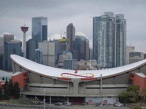 The Saddledome in Calgary, Alta., Friday, Sept. 15, 2017. Alberta&#039;s premier says her government will not be weighing in on the current battle over a new arena for the NHL Calgary Flames.The Flames indicated last week they were pulling out of arena talks with the city because negotiations have been unproductive. THE CANADIAN PRESS/Jeff McIntosh