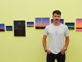 Travis McEwen and his show The Arch: Plans for a Heterotopic Space Opera at dc3 Art Projects.