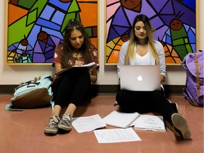 (left to right) Sean Gray, 17, and Alicia Cardinal, 20, pose for a photo at the University of Alberta, in Edmonton Friday Sept. 8, 2017. Cardinal and Gray are part of the first group of students to enroll in the university's Urban Aboriginal Teacher Education.