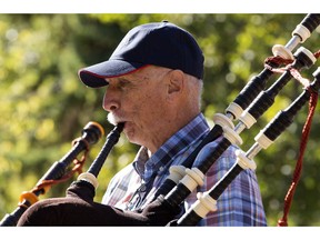 The newest member of the Octogenarian Club within the Clan MacNaughton Pipe Band, Harold Palmer, 80, takes part in the club's 45th anniversary celebrations at the Devon Lions Club, in Devon Sunday Sept. 10, 2017. Photo by David Bloom For a Dustin Cook story running September 11, 2017.

0911 news bagpipe Full Full contract in place
David Bloom, Postmedia