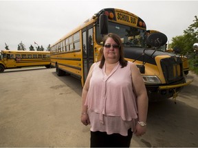 Suzanne Pritchard, union member and bus driver for First Student who spoke at the committee meeting on Thursday June 8, 2017, about school bus parking on residential streets in Edmonton.  Greg  Southam / Postmedia For a Dustin Cook story June 9, 2017.
Greg Southam, Postmedia