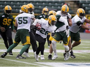 Edmonton Eskimos Pascal Lochard (25) prepares on Tuesday September 12, 2017 for a week-end game against the Toronto Argonauts.