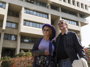 Alice Chalmers and her husband Tom have been attending court during the trials of Travis Vader in memory of her sister Marie McCann. They are seen outside of the Court of Queen's Bench in Edmonton, Alberta on Thursday, Sept. 7, 2017.